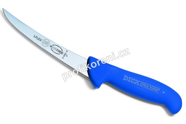 Nůž vykošťovací 15 cm, zahnutý, poloohebný, modrý